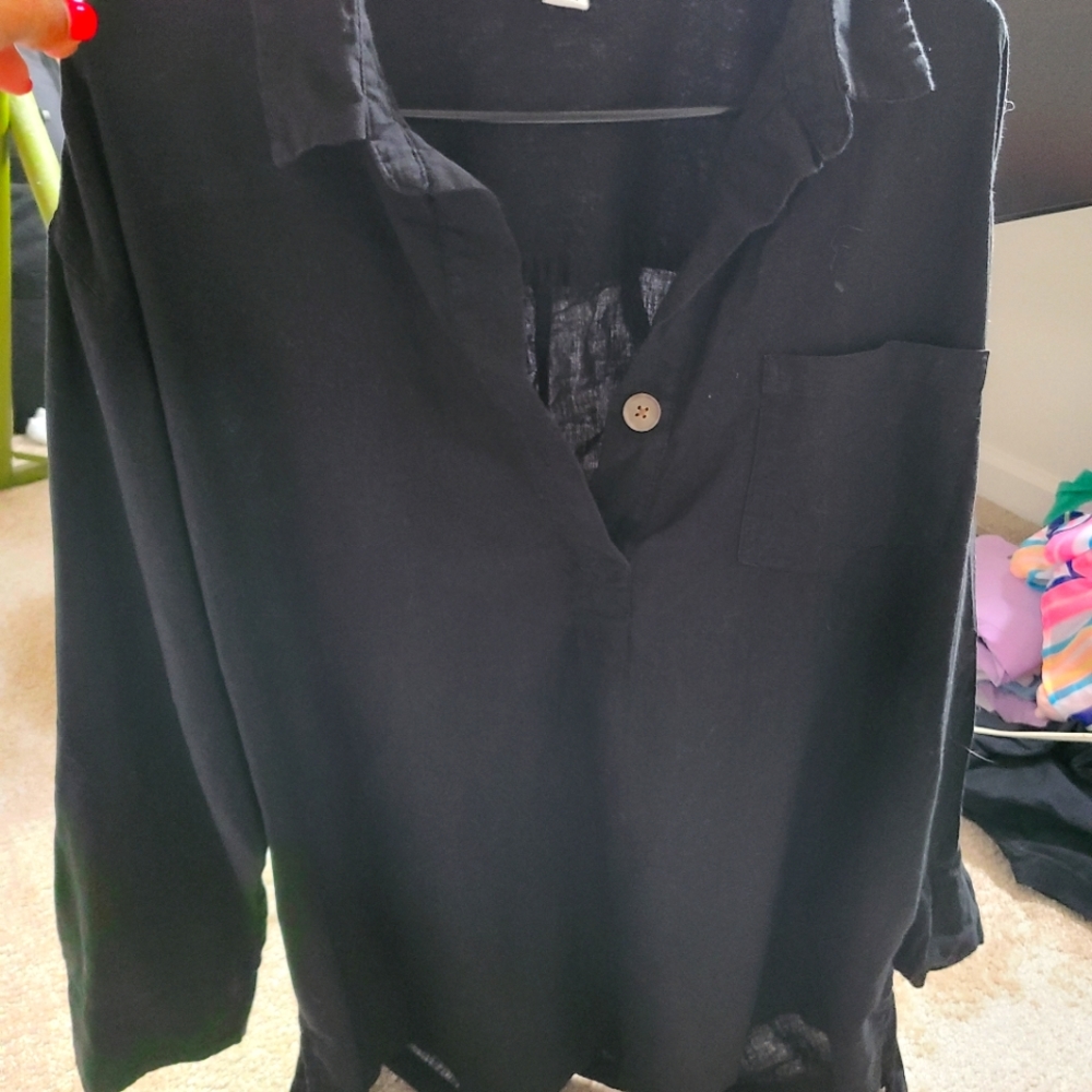 Linen Blend Popover Tunic XL Tall